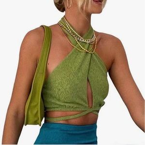 NWT - Bandage halter crop tank